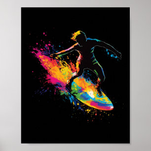 Colorful Surfing Surfboard _1 Poster