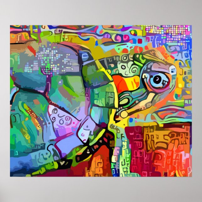 COLORFUL SURREAL TURTLE ABSTRACT ART POSTER (Front)