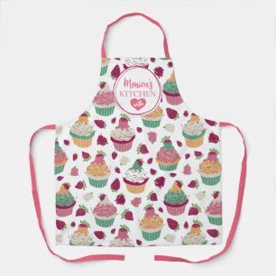 Colorful Sweet Cupcakes Pattern Name Kitchen Apron
