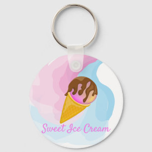 Colorful sweet ice cream in a cone key ring
