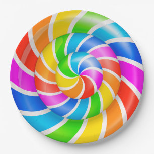 Colorful sweet lollipop Paper Plates