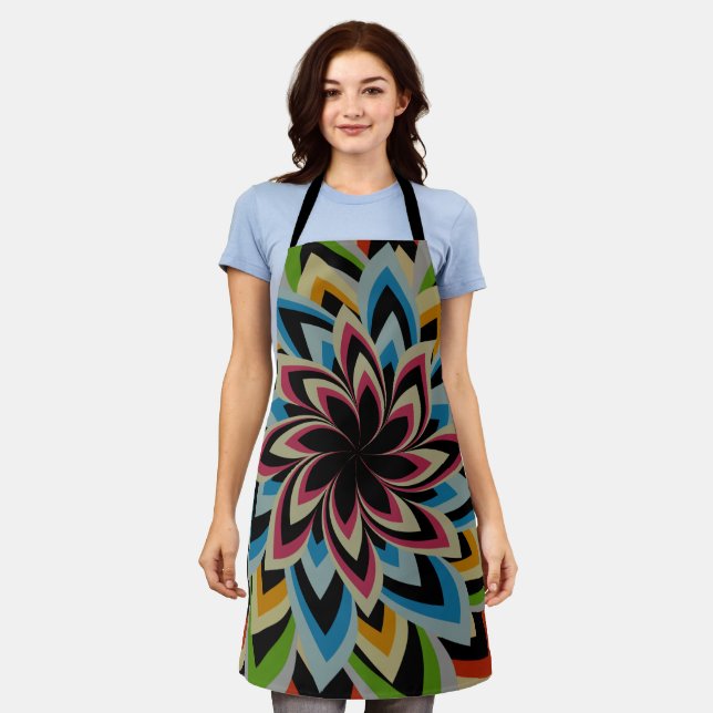 COLORFUL SWIRL FLOWERS  APRON (Worn)
