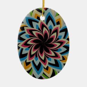 COLORFUL SWIRL FLOWERS   CERAMIC ORNAMENT