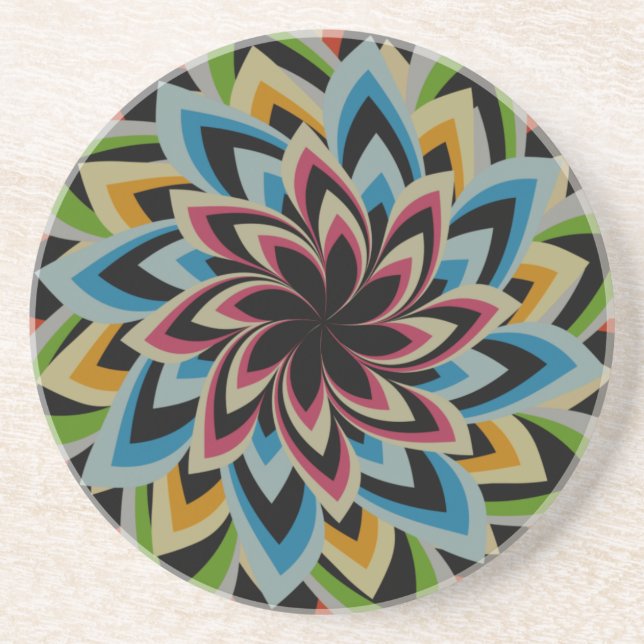COLORFUL SWIRL FLOWERS    COASTER (Front)