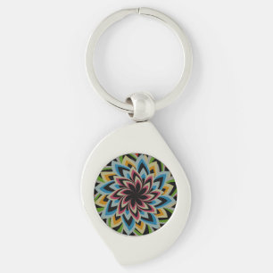 COLORFUL SWIRL FLOWERS KEY RING