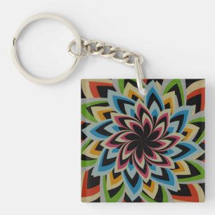 COLORFUL SWIRL FLOWERS KEY RING