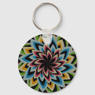 COLORFUL SWIRL FLOWERS KEY RING