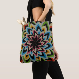 COLORFUL SWIRL FLOWERS TOTE BAG