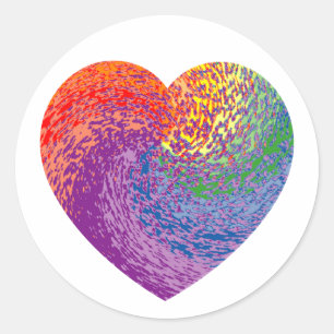 Colorful Swirl Heart Round Small 1 1/2" Sticker