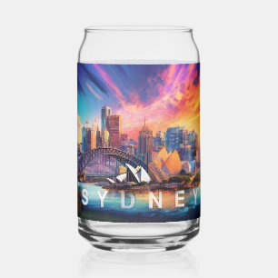 Colorful Sydney Skyline Can Glass