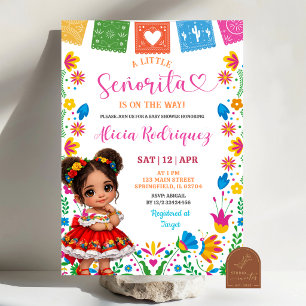 Colorful Talavera Mexican Senorita Baby Shower Inv Invitation