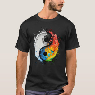 Colorful Taoism Yin Yang Splash on Zen Taijitu Yin T-Shirt