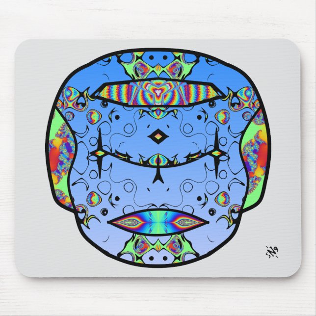 Colorful tattooed skull v0 mouse pad (Front)