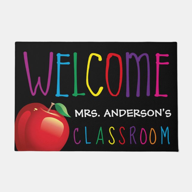 Colorful Teachers Classroom Welcome Doormat (Front)
