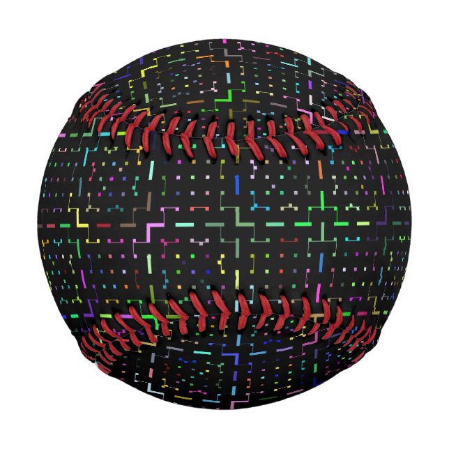 Colorful tech coding electronics pattern  baseball (Front)