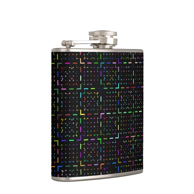 Colorful tech coding electronics pattern  hip flask (Right)