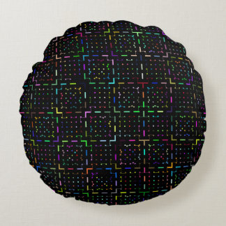 Colorful tech coding electronics pattern round cushion