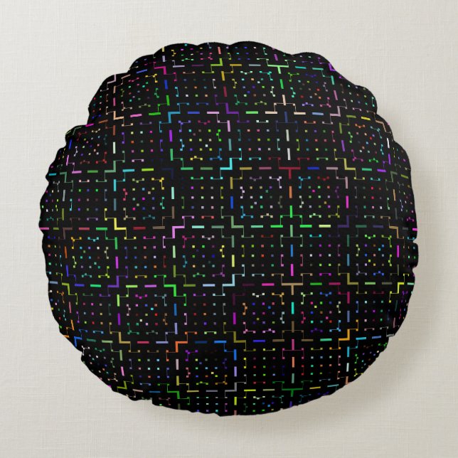 Colorful tech coding electronics pattern  round cushion (Front)