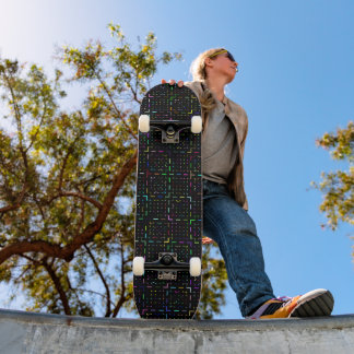 Colorful tech coding electronics pattern  skateboard