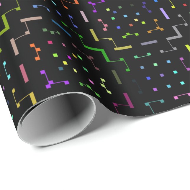 Colorful tech coding electronics pattern  wrapping paper (Roll Corner)