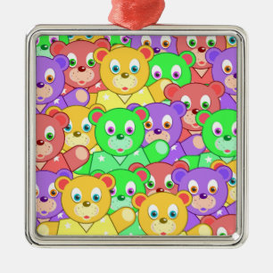 COLORFUL TEDDY BEARS METAL ORNAMENT