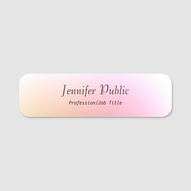 Colorful Template Modern Trendy Handwritten Script Name Tag (Front)