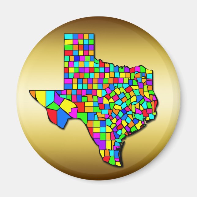 COLORFUL TEXAS COUNTIES MAP MAGNET (Front)