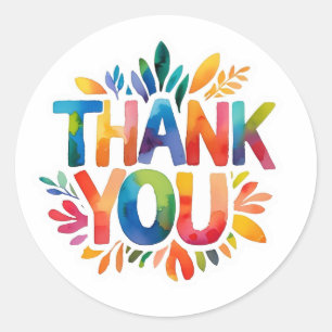 Colorful Thank You Classic Round Sticker