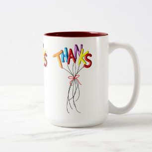 Colorful "Thanks" Spelled by Balloon Thank You Mug
