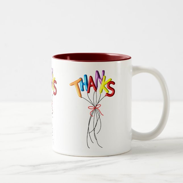Colorful "Thanks" Spelled by Balloon Thank You Mug (Right)