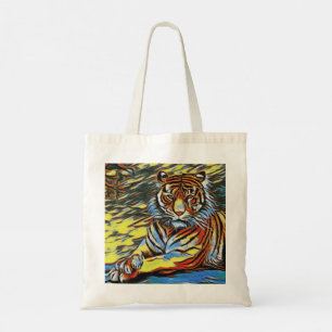 Colorful Tiger Art Painting Tote Bag