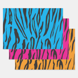 Colorful Tiger Stripes Wrapping Paper Sheet