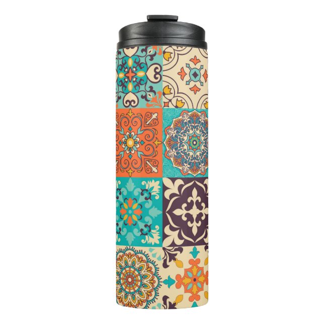 Colorful tiles Azulejos. Traditional Portuguese or Thermal Tumbler (Front)