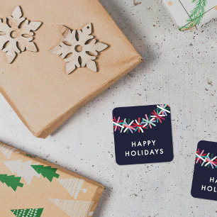 Colorful Tinsel Garland Happy Holidays Sticker