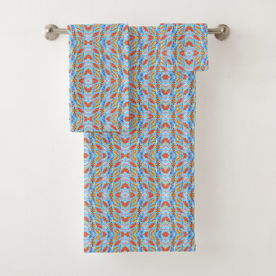 Colorful towels with vibrant, symmetrical patterns