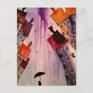 Colorful town art # 3 postcard