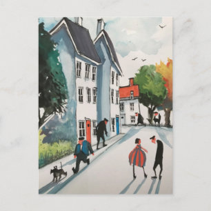 Colorful town art postcard #10