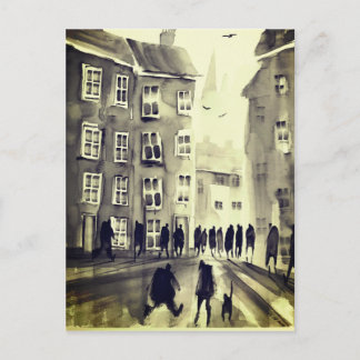 Colorful town art postcard #12