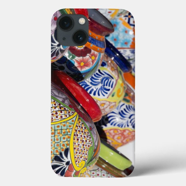 Colorful traditional hand-painted Mexican pottery Case-Mate iPhone Case (Back)