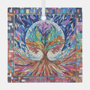 Colorful Tree of Life Mosaic art Glass Tree Decoration