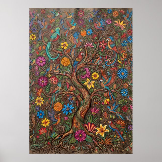 Colorful Tree of Life Pattern Poster (Front)