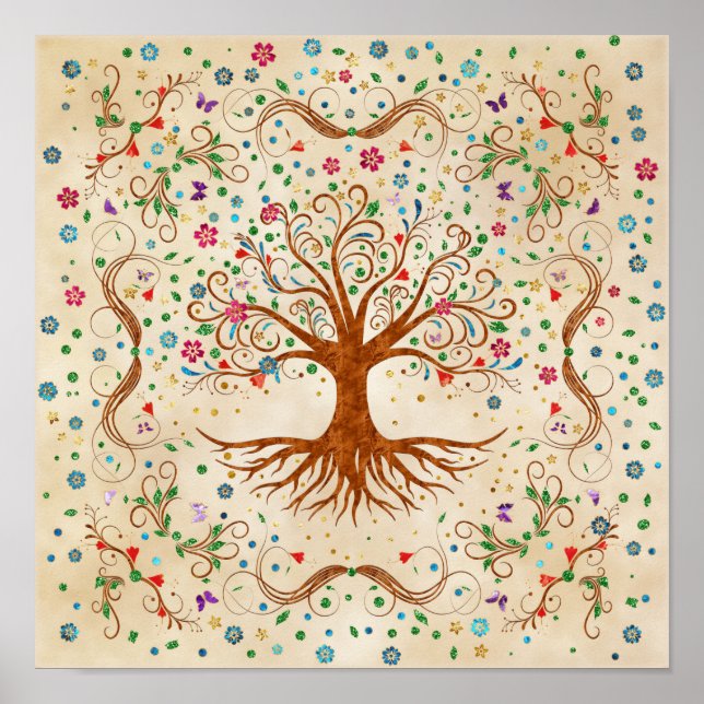 Colorful Tree of Life - Yggdrasil Poster (Front)