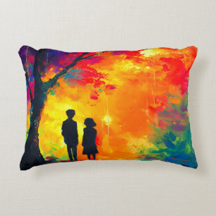 Colorful Tree of Love Decorative Cushion