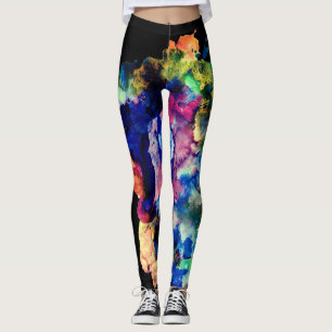 Colorful Trendy Abstract Watercolor Paint Splatter Leggings