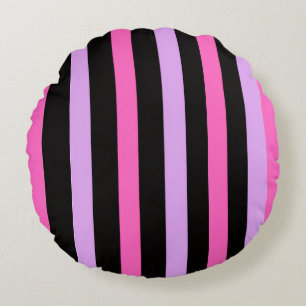 Colorful Trendy pink and black Round Cushion