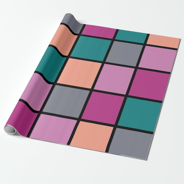 Colorful Trendy Tiles Wrapping Paper (Unrolled)