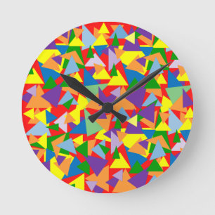 Colorful Triangles Round Clock