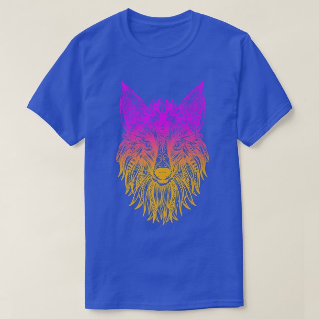 Colorful Tribal Fox HeadT-Shirt T-Shirt (Design Front)
