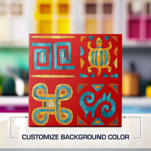 Colorful Tribal Mosaic Art Ceramic Tile