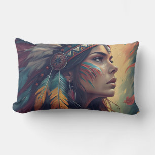 Colorful Tribal Spirit Art Print Lumbar Cushion